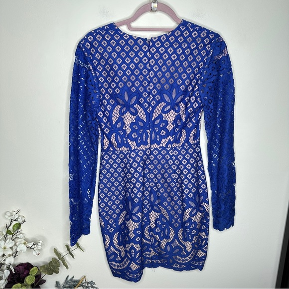 STYLESTALKER Lani Dress Blue Lace Overlay Royal Cobalt {KK49} - Picture 5 of 6